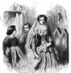 Portrét Jeanne de Montmorency, dcery Boucharda 1st de Marly. 13.-14. století. Rytina Gustave Janet