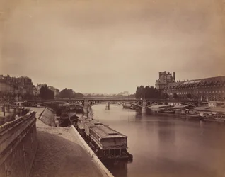 Pont du Carrousel, Paříž: Pohled na západ z Pont des Arts