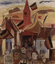 Vesnický jarmark, asi 1930 (olej na plátně)