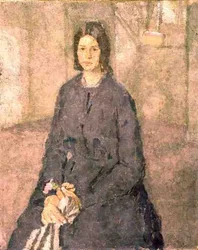 Dívka držící růži, kolem 1915-25