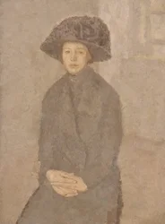 Mladá žena s velkým kloboukem, kolem roku 1917-25