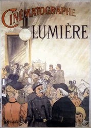 Reklamní plakát H. Brispota ke kinematografu bratří Lumièrů, počátek 20. století.