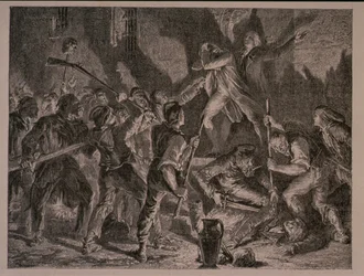 Masakr ve věznicích v září 1792, vyrytý Jean-Baptiste Charles Carbonneau (b.1815)