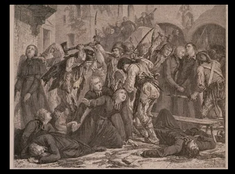 Masakr kněží v září 1792, vyryl Charles Maurand