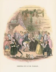 Scéna z The Posthumous Papers of the Pickwick Club od Charlese Dickense, 1836-1837