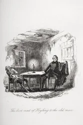 Poslední návštěva Heylinga u starého muže, ilustrace z „The Pickwick Papers“ od Charlese Dickense (1812-70) vydané v roce 1837