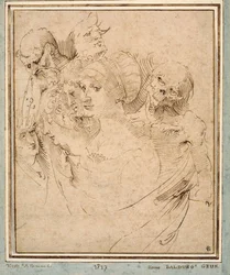 "" La mort representee avec sept tetes "" (Smrt mezi sedmi hlavami) Dessin de Hans Baldung (Baldung Grien) (1484-1545) vers 1515 Collection privee