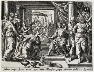 Salomo ontangt de koningin van Seba Geschiedenis van Salomo (název série) Historie krále Šalamouna (...) (název série) Poklad posvátné historie starého zákona, vybraný s nejznamenitějšími obrazy vyjádřenými v tomto umění