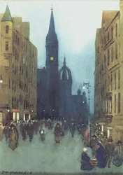 High Street, Edinburgh (olej na plátně)