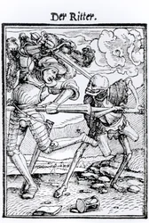 Smrt a rytíř, z „Tance smrti“, rytina Hanse Lützelburgera, kolem 1538