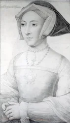 Jane Seymourová, asi 1536 (křída, pero a tuš)