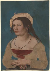Hans Holbein mladší (asi) - Portrét mladé ženy s červeným živůtkem, inv. 1823.143