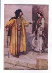 Slyšíš mě, Jessico: zamkni mi dveře (Kupec benátský), z The Complete Works of Shakespeare vydané George Harrap & Co Ltd, 20. léta