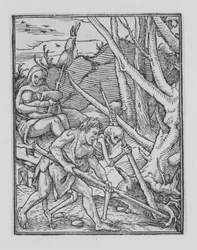 Adam kopání, z Tanec smrti, ca. 1526, vydáno 1538.