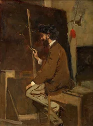 Autoportrét před stojanem, před rokem 1868.