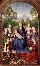 Diptych Jean du Cellier: Panna a šest svatých (olej na desce