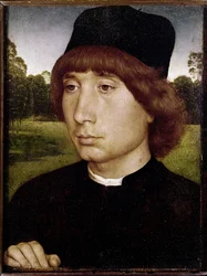 Portrét mladého muže. (olej na dřevě, cca 1480)