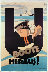 Německý plakát 1. světové války, U BOATS AWAY