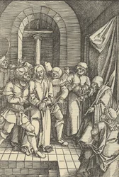 Kristus před Annášem, od zrcadla umučení našeho Pána Ježíše Krista, 1507.