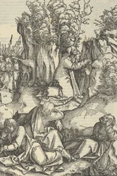 Agónie v zahradě, od zrcadla utrpení našeho Pána Ježíše Krista, 1507.