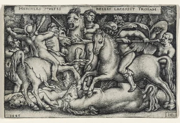 Herkules bojující proti Trojanům, 1545 (rytina na položený papír)