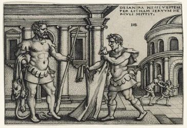 Lichas Bringing the Garment of Nessus to Hercules, 1540s (rytina na položený papír)