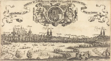 Pohled na Norimberk od západu [střední řez], 1552.