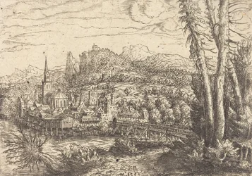Pohled na město poblíž řeky, 1553.