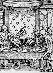 Smrt a král, z Tanec smrti, rytina Hanse Lutzelburgera, kolem roku 1538