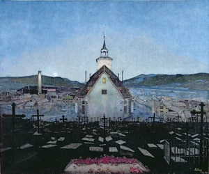 Noc (barevná tužka na papíře)