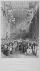 Instalace primátora Londýna v Guildhall, City of London, 1838.