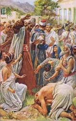 St Paul at Lystra, ilustrace z Harold Copping Pictures: The Crown Series, c.1920