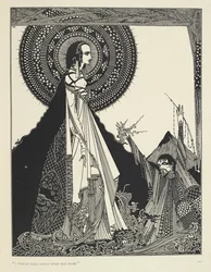 „Zavolal bych nahlas její jméno.“ Ilustrace k Ligeie, povídce. „Ligeia“ je povídka Edgara Allana Poea. Příběh sleduje bezejmenného vypravěče a jeho manželku Ligeiu, krásnou a inteligentní ženu s havraními vlasy. Onemocní, složí „Dobyvatelského červa“ a