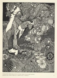 „Země se setměla a její postavy kolem mne míjely jako prchavé stíny ... Morella.“ Ilustrace k povídce „Morella“.