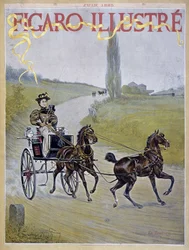 Žena řídí kočár - kráva. v „“ Figaro Illustrated““