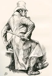Bill Sikes. Ilustrace Harryho Furnisse k románu Charlese Dickense Oliver Twist z The Testimonial Edition, vydaného v roce 1910.