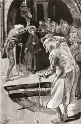 Malá Dorrit. Ilustrace Harryho Furnisse k románu Charlese Dickense Little Dorrit z The Testimonial Edition, vydaného v roce 1910.