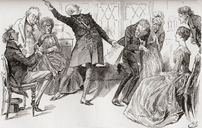 Pan Micawber dosáhne pádu Heep. Triumfální vzkvétání, s nímž pan Micawber přednesl svá slova, měl mocný účinek na to, aby vyděsil matku, která ve velkém vzrušení vykřikla: „Ury! Ury! Buď skromný a dohodni se, má drahá!" Illu