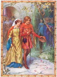 Oženil se s dámou vysokého původu (z knihy Příběh Gamelyn) (barevná litografie)