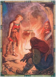 "Našla vše, jak má být" (z Taliesinu) (barevná litografie)