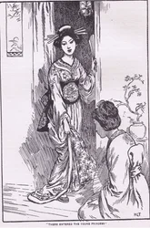 Tam vstoupila mladá princezna (z pohádky Princezna s miskou) (litografie)