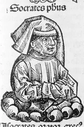 Portrét Sokrata (470 př.nl - 399 př.nl) z Liber Chronicarum od Hartmanna Schedela, Norimberk