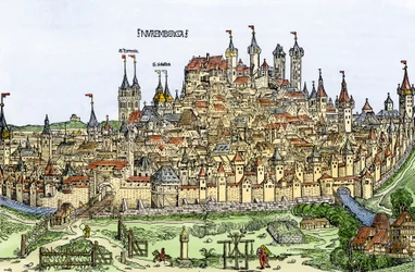 Pohled na město Norimberk, Německo