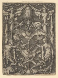 Design pro kandelábrovou grotesku s netopýrem uprostřed, 1550.