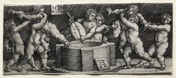 Osm nahých dětí u studny, 1539.