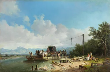 Heinrich Bürkel Přívoz na hostinci c1867