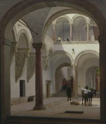 Nádvoří Palazzo Fava, Bologna, 1874