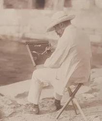 Plážový malíř (pravděpodobně Hugo Henneberg). 1906