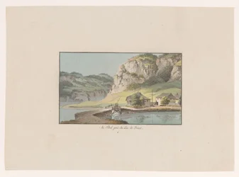 Pohled na Le Pont poblíž Lac de Joux Au Pont prés du Lac de Joux (název na objektu) Pohledy na Švýcarsko (název série) Collection de quelques vues dessinées en Suisse d