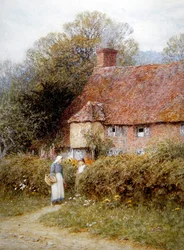 Chata ve Witley, Surrey (akvarel na papíře)